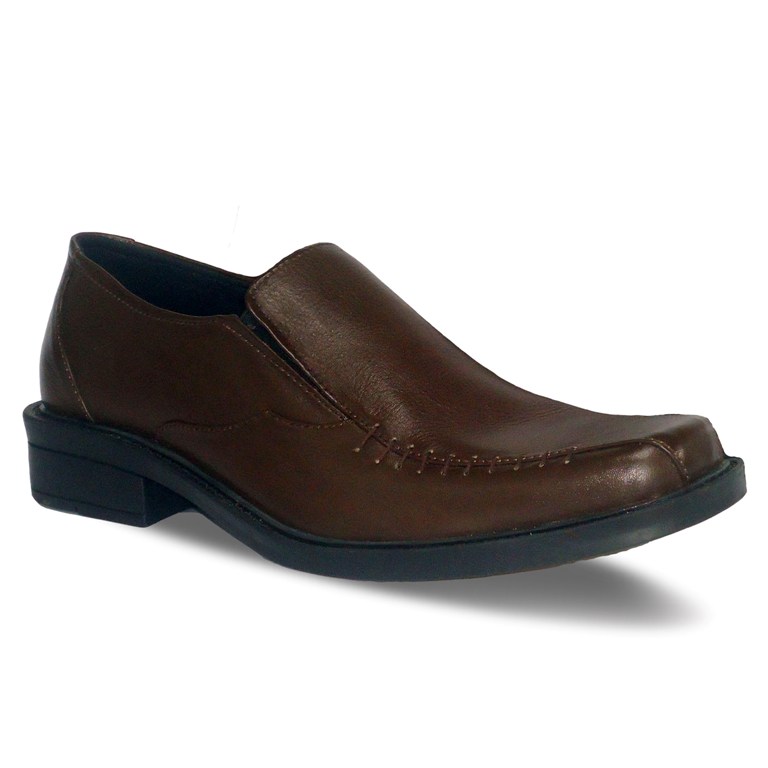 sepatu kulit pantofel pria loafer A08 brown - atmal